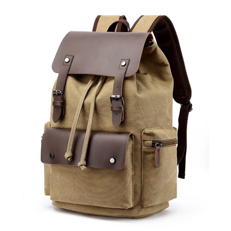 

Canvas Leisure Backpack Computer Bag Student School Bag(Khaki)