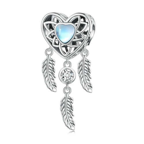 

BSC749 Sterling Silver S925 Heart Zircon Dreamcatcher Bracelet Beads