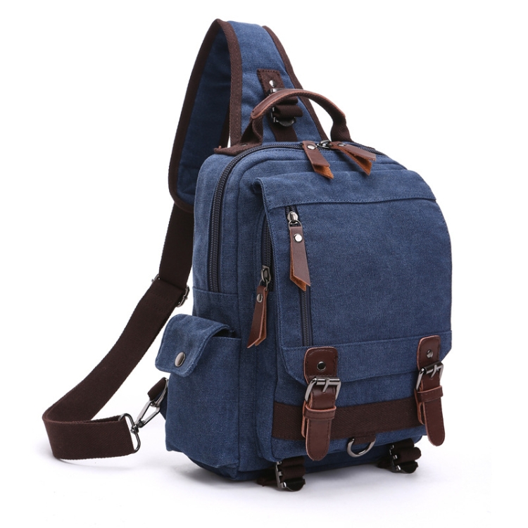 

Outdoor Travel Messenger Canvas Chest Bag, Color: Dark Blue