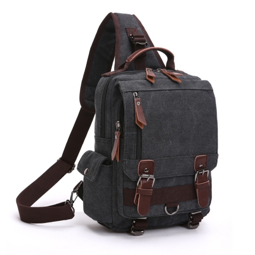 

Outdoor Travel Messenger Canvas Chest Bag, Color: Black