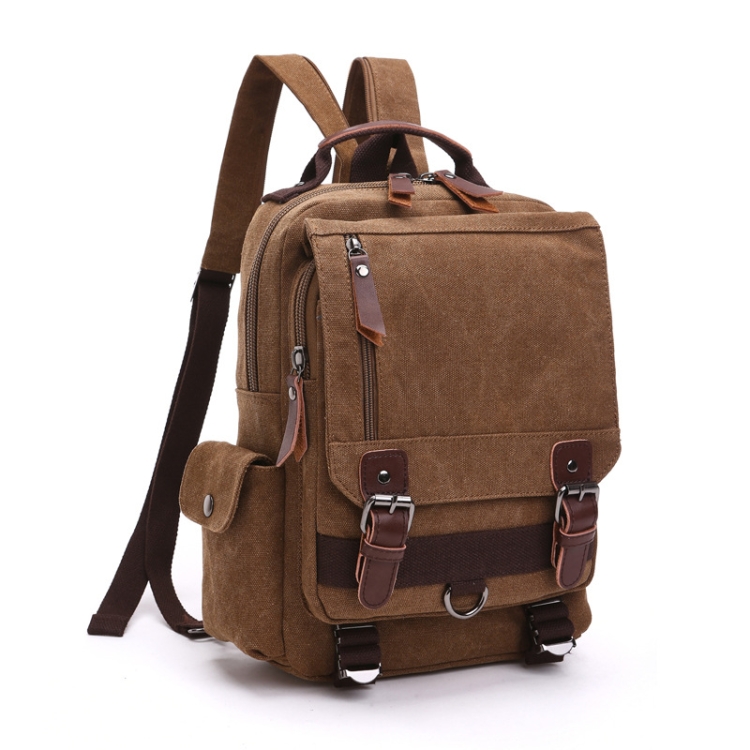 

Outdoor Travel Messenger Canvas Chest Bag, Color: Brown Backpack