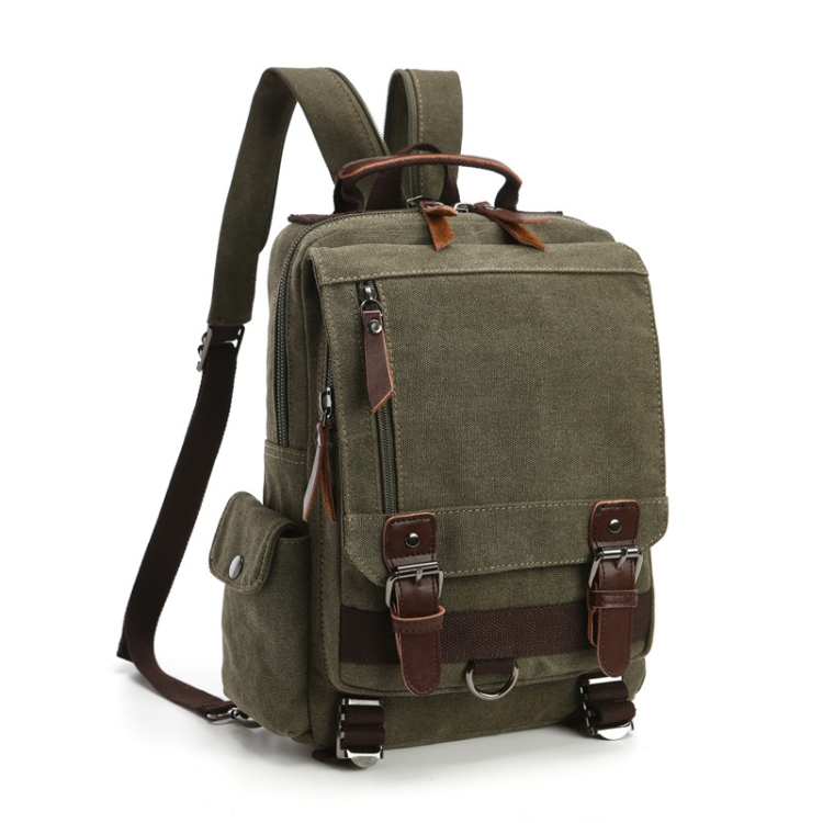 

Outdoor Travel Messenger Canvas Chest Bag, Color: Green Backpack