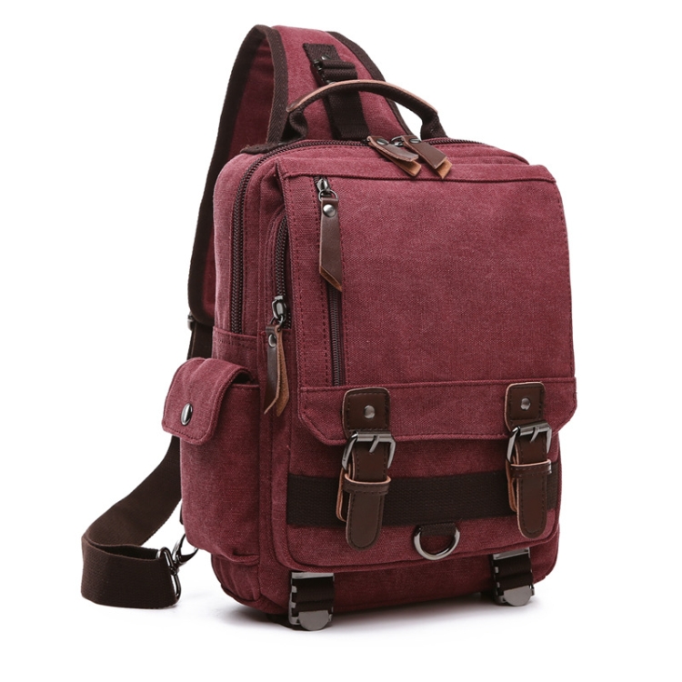 

Outdoor Travel Messenger Canvas Chest Bag, Color: Red