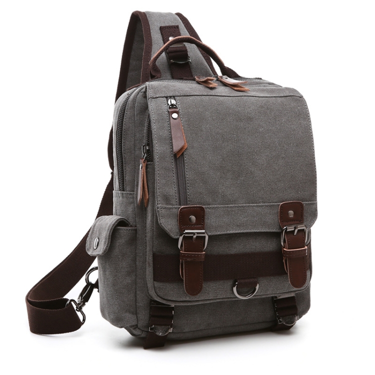 

Outdoor Travel Messenger Canvas Chest Bag, Color: Gray