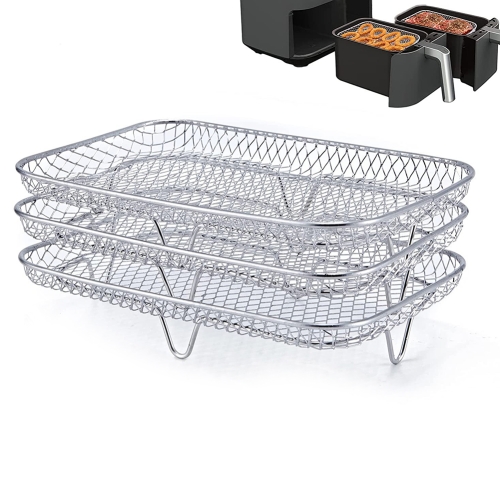 

Air Fryer Accessories Three-Layer Steam Rack Stackable Dehydration Rack(Rectangle)