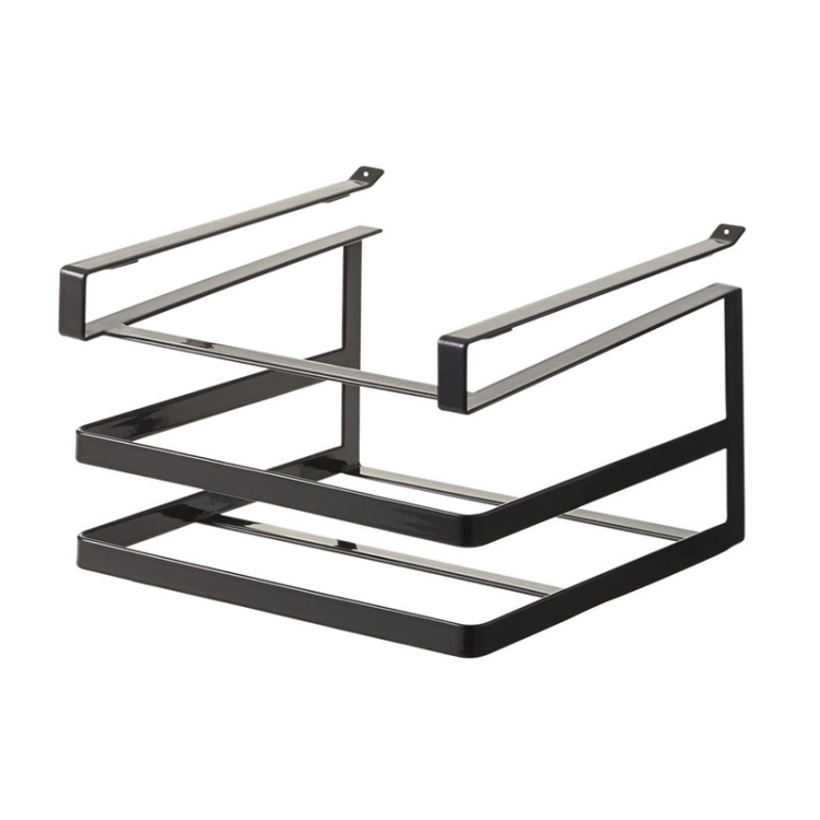 

Double-layer Punch-free Kitchen Wall-Mounted Cutting Board Rack(Black)