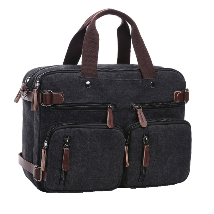 

Casual Canvas Three-Purpose Business Briefcase Computer Bag, Color: Black Large