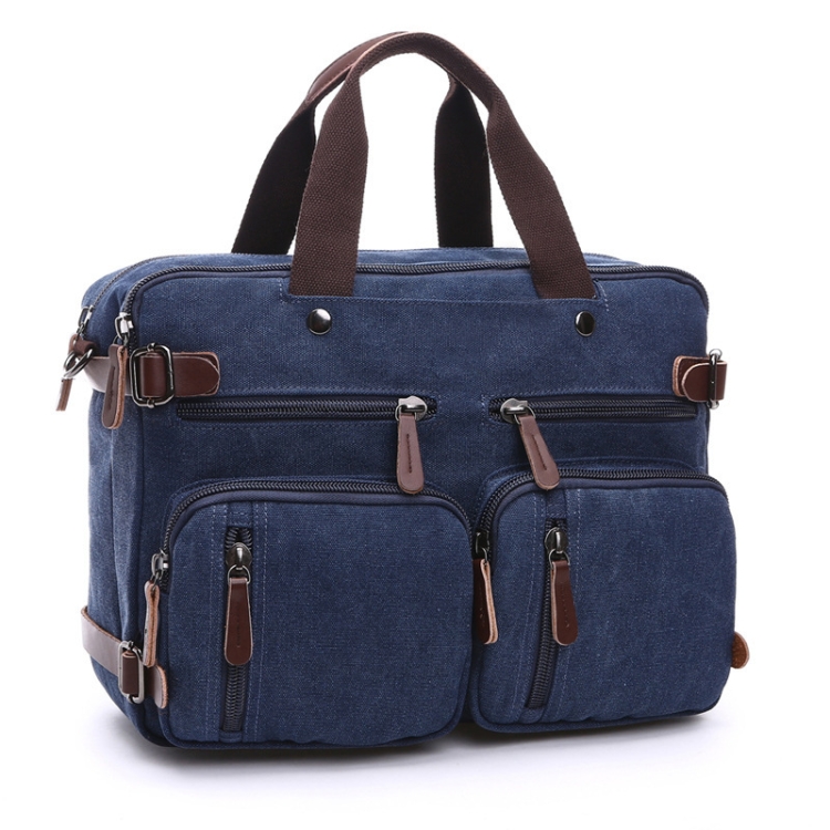 

Casual Canvas Three-Purpose Business Briefcase Computer Bag, Color: Dark Blue Large