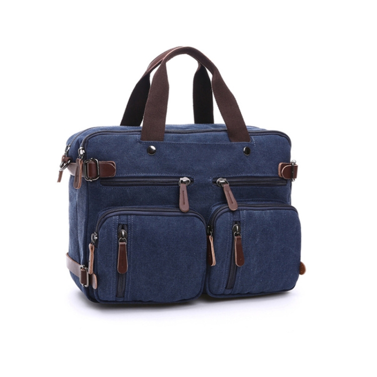 

Casual Canvas Three-Purpose Business Briefcase Computer Bag, Color: Dark Blue Small