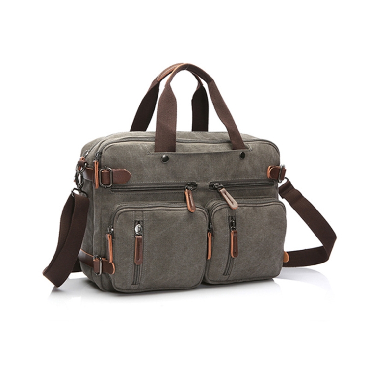 

Casual Canvas Three-Purpose Business Briefcase Computer Bag, Color: Gray Small
