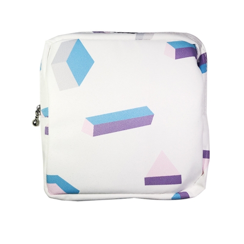

3pcs Girls Portable Sanitary Napkin Storage Bag Cosmetic Lipstick Bag(White Geometry)