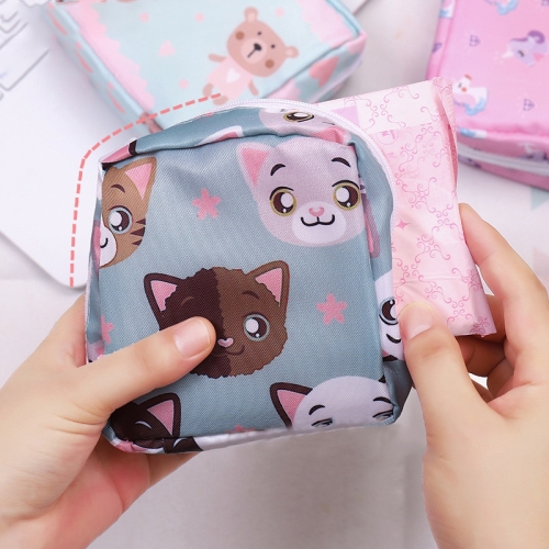 

3pcs XK01 Cartoon Portable Waterproof Sanitary Storage Bag Cosmetic Bag(Blue Cat)