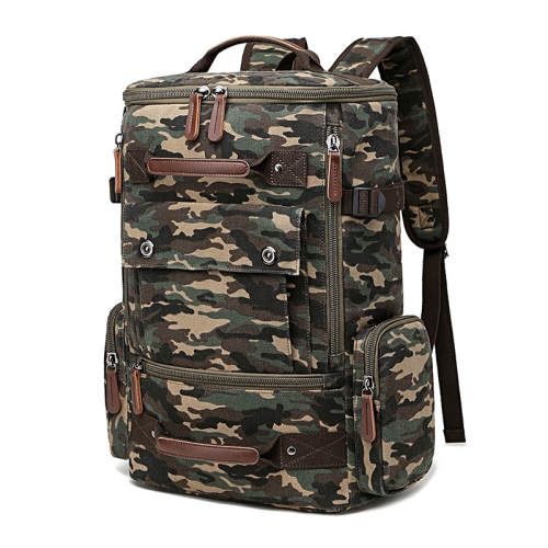 

Travel Canvas Large Capacity Computer Backpack(Green Camouflage)