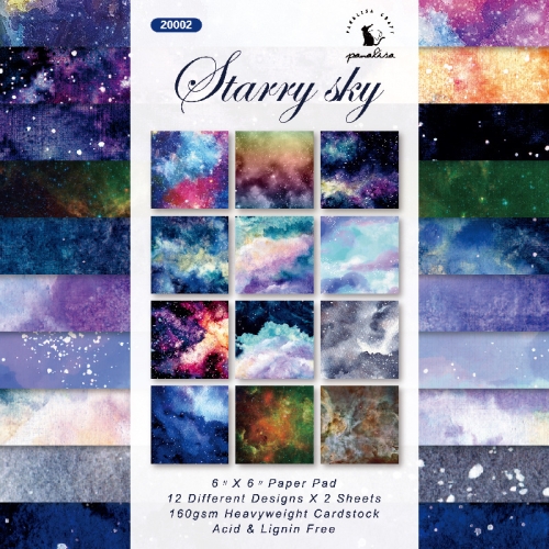 

6 Inch 24 Sheets Scrapbooking Background Paper Art Handmade Crafts(Watercolor Starry Sky)