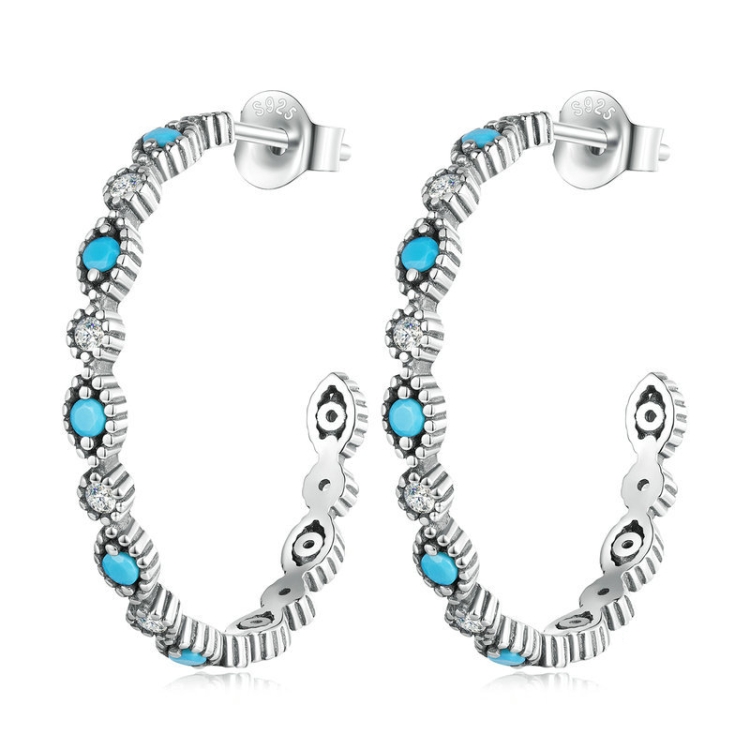 

BSE754 Sterling Silver S925 Devil Eye Sparkling Zirconia Earrings