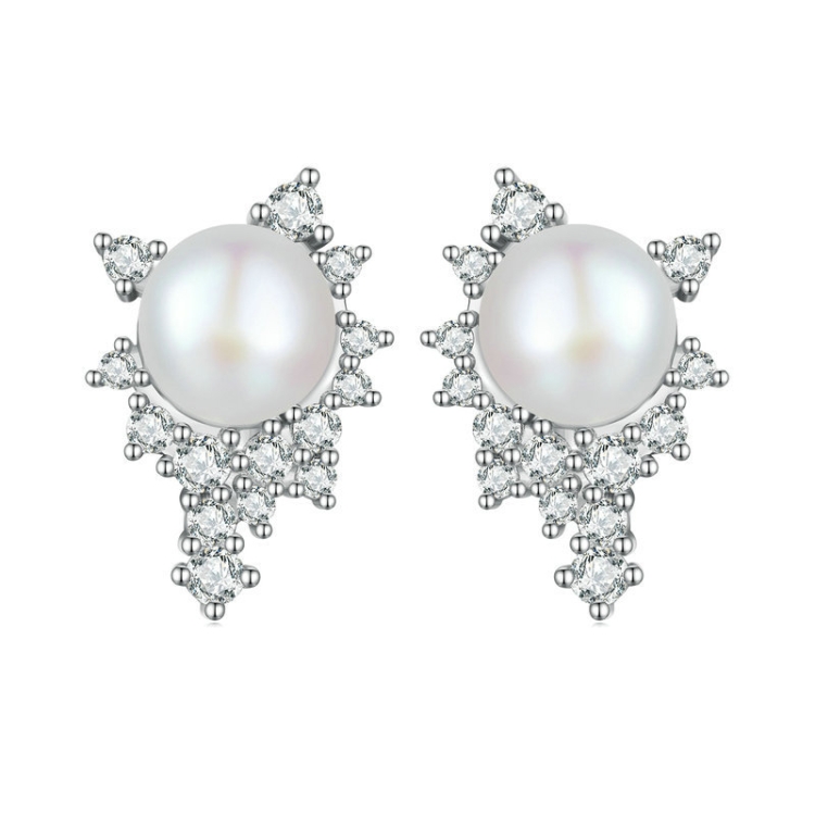 

BSE761 Sterling Silver S925 White Gold Plated Zirconia Bead Earrings
