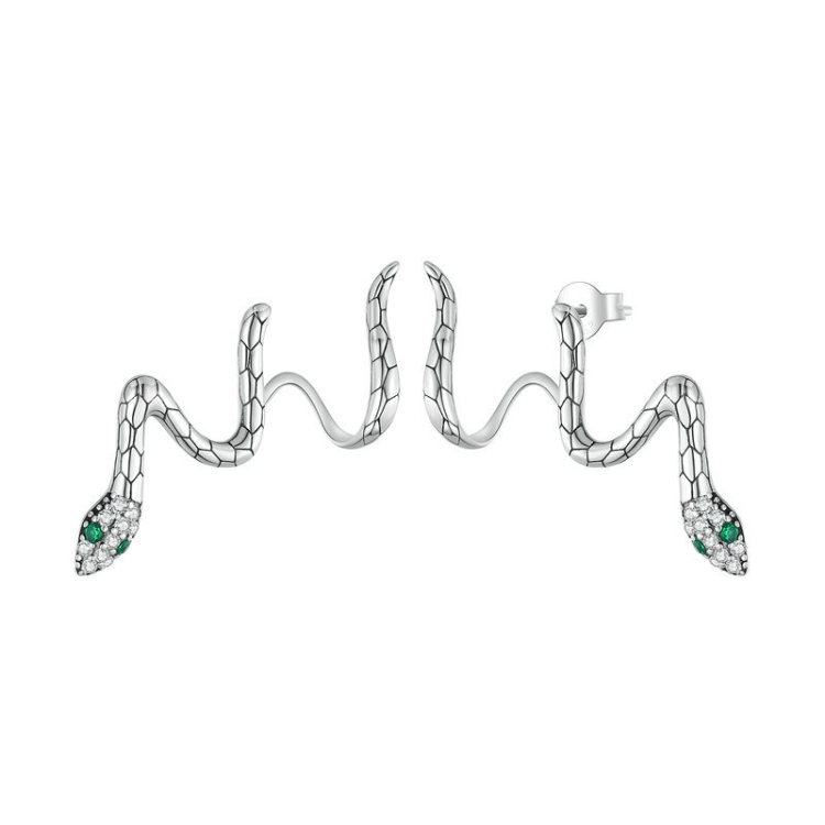 

BSE763 Sterling Silver S925 Guardian Snake Wrap Zirconia Earrings