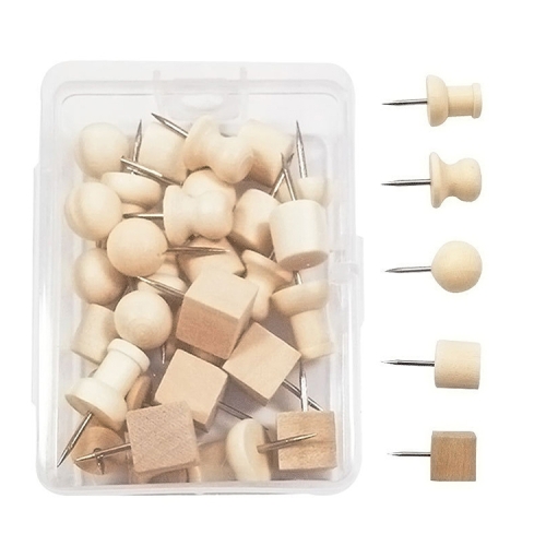 

2sets Wooden Log Thumbtack Set Sticky Note Fixed Tack, Specification: Square Box