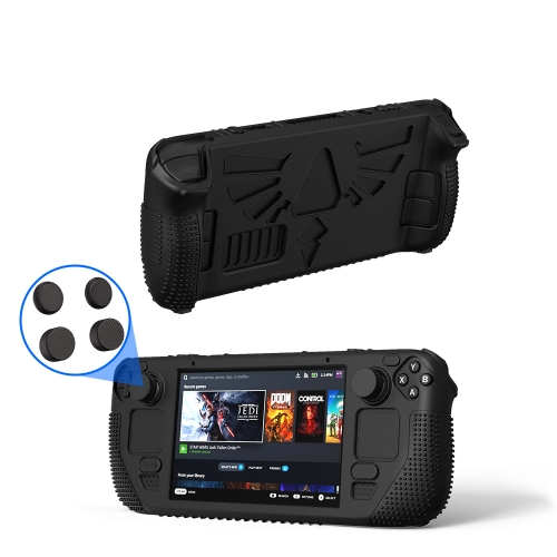 

For Steam Deck V V4-1 Silicone Non-slip Protective Case for Pocket Consoles with Holder Function(Black)