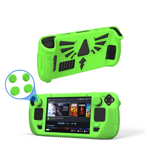 

For Steam Deck V V4-1 Silicone Non-slip Protective Case for Pocket Consoles with Holder Function(Green)