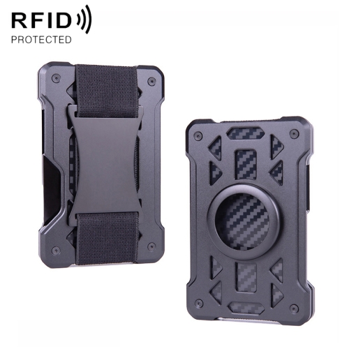 

For AirTag Tracker Card Holder Metal Anti-Theft RFID Wallet(B Model Black)