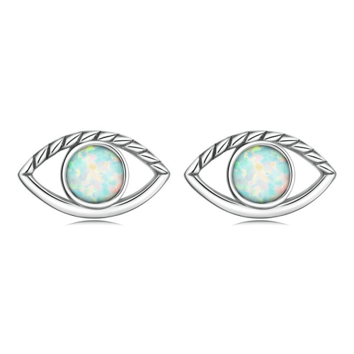 

SCE1540 Sterling Silver S925 Opal Hollow Devil Eye Stud Earrings