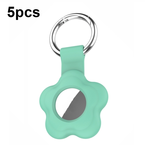 

For AirTag 5pcs AT03 Tracker Case Positioning Anti-loss Device Storage Keychain Cover(Mint Green)