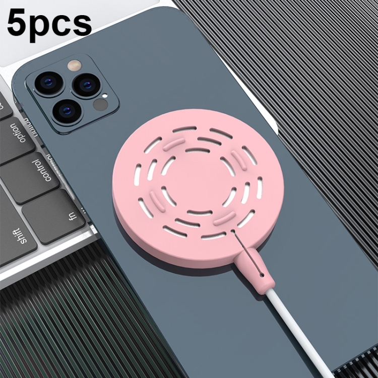 

5pcs CP06 Magsafe Wireless Charger Silicone Protective Case(Pink)