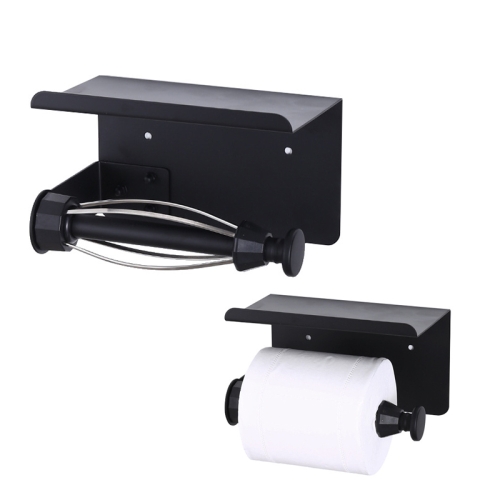 

Stainless Steel Damping Paper Towel Holder Punch-free Roll Paper Storage Rack(Black)