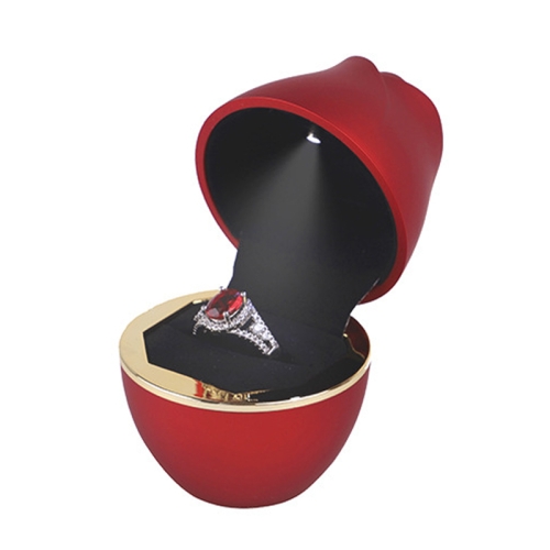 

017257 Rose Shape LED Spotlight Ring Necklace Storage Box without Jewelry, Spec: Ring(Red)