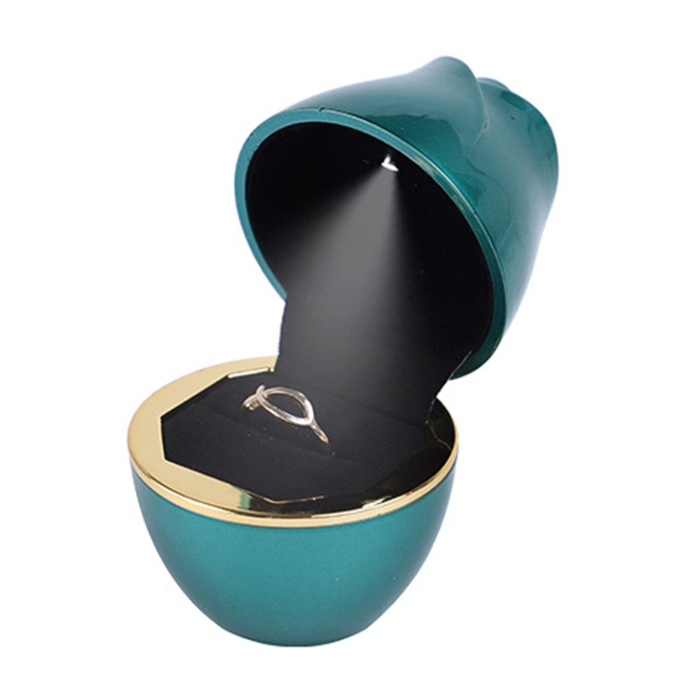 

017257 Rose Shape LED Spotlight Ring Necklace Storage Box without Jewelry, Spec: Ring(Green)