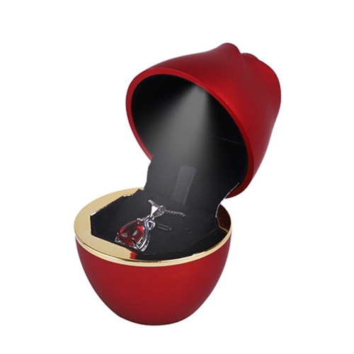 

017257 Rose Shape LED Spotlight Ring Necklace Storage Box without Jewelry, Spec: Pendant(Red)