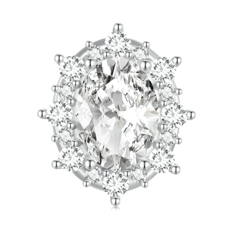 

BSC768 S925 Sterling Silver Sparkling Large Zircon Rhodium-plated Bracelet Beads