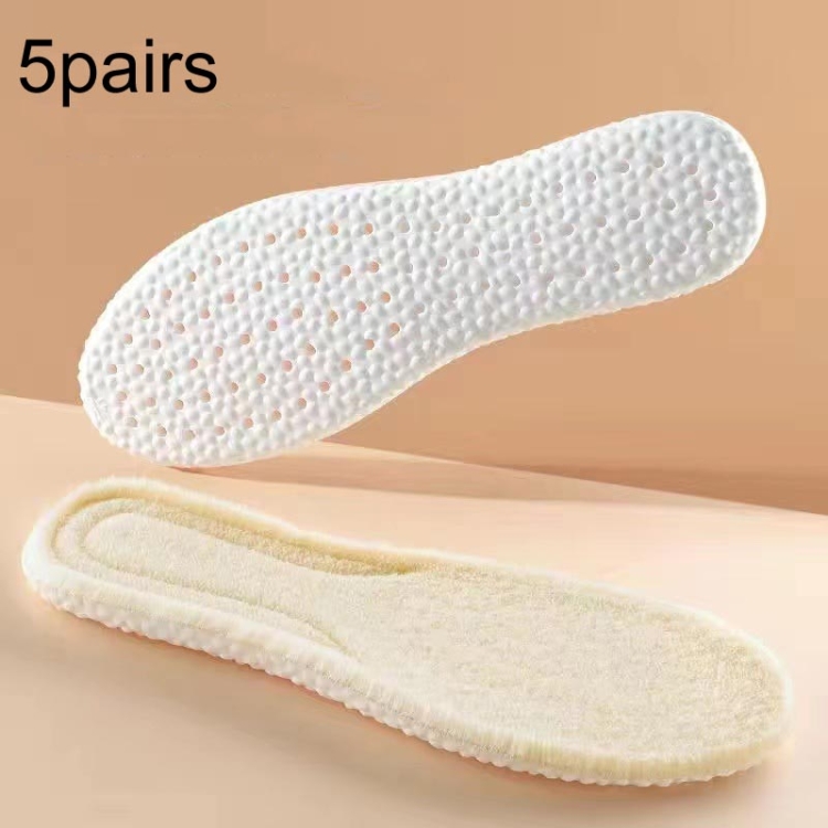 

5pairs Highly Elastic Boost Particles Warm Insoles Plush Insoles, Size: 35(Beige)