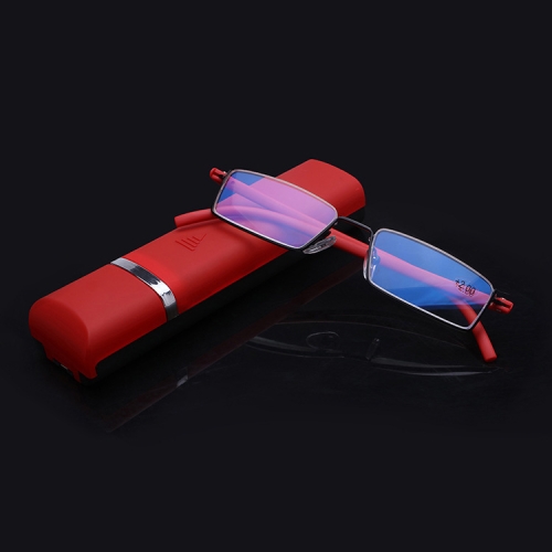 

Lightweight Anti-blue Light Presbyopic Glasses Senior Clear Glasses With Case, Degree: 1.00(Red)