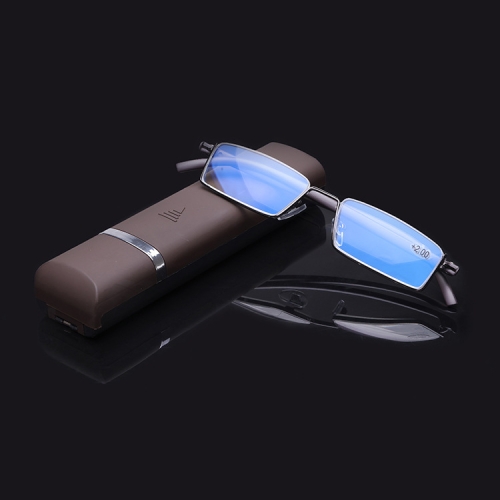 

Lightweight Anti-blue Light Presbyopic Glasses Senior Clear Glasses With Case, Degree: 1.00(Brown)