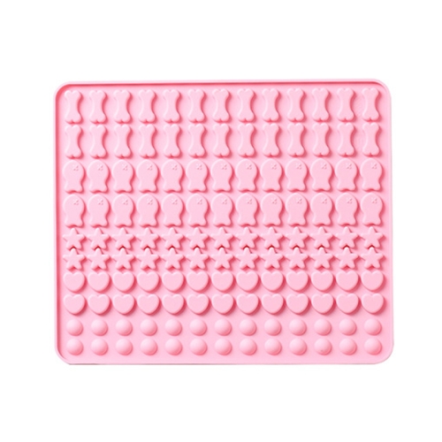 

130 Grids Silicone Mat Baking Mold Mini Pet Snacks Dog Food Baking Pan Mold Biscuit Cake Mold(Pink)