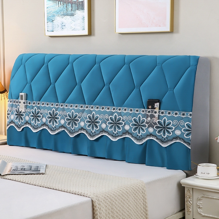 Bedside All-Inclusive Anti-Collision Quilted Thick Fabric Protective Cover,  Size: 60x200cm(Eight Petals Blue)