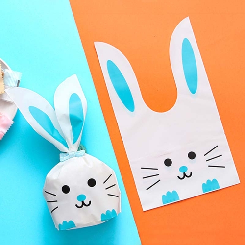 

1bag Cartoon Rabbit Ears Gift Packaging Bags Candy Baking Snowflake Cookies Bags, Size: 10x17cm(Blue Cat)