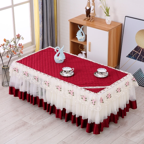 

Simple Fabric Lace Rectangular Tablecloth, Size: 80x140cm(Italian Velvet Red)