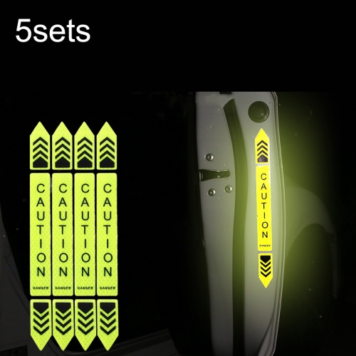 

5sets Car Opening Door Anti-Collision Safety Warning Reflector(Fluorescent Green)