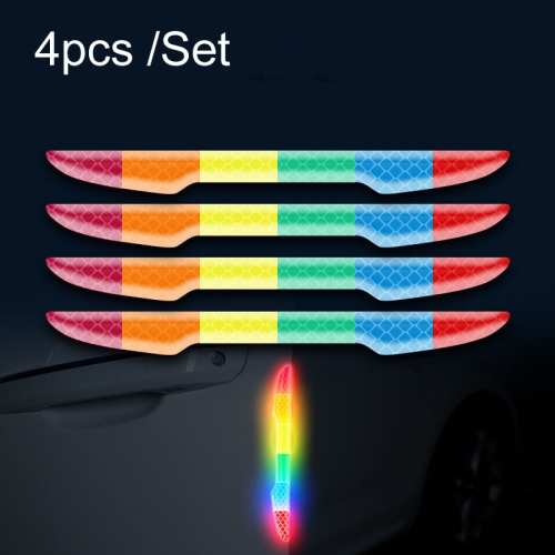 

2sets Car Door Anti-Collision Scrape And Rearview Mirror Colorful Safety Warning Reflective Sticker, Style: Glue Model Door