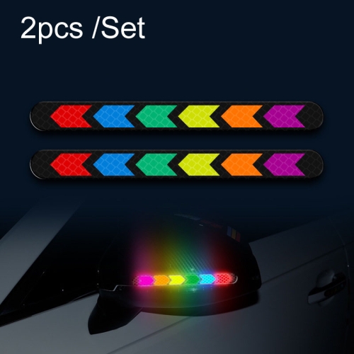 

2sets Car Door Anti-Collision Scrape And Rearview Mirror Colorful Safety Warning Reflective Sticker, Style: Nano Model Rearview Mirror