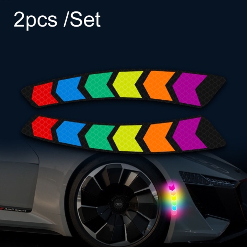 

2sets Car Door Anti-Collision Scrape And Rearview Mirror Colorful Safety Warning Reflective Sticker, Style: Ordinary Model Wheel Eyebrows