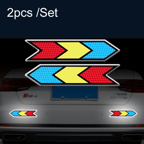 

2sets Car Door Anti-Collision Scrape And Rearview Mirror Colorful Safety Warning Reflective Sticker, Style: Glue Model Rear Bar Arrow