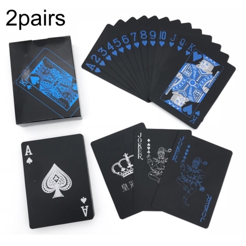 

2pairs 54pcs Waterproof Plastic Poker Table Games Cards PVC Magic Playing Cards(Blue)