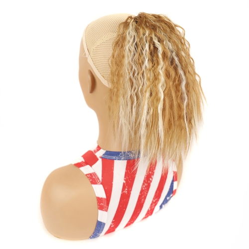 

LS868 Drawstring Fixed Corn Perm Curly Wig Fluffy Short Ponytail Wigs, Color: 27H613