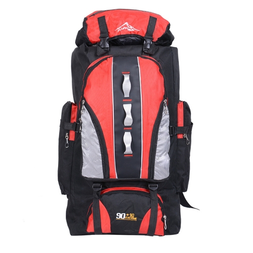 

90L+10L Multifunctional Outdoor Large Capacity Waterproof Nylon Hiking Bag(Red)