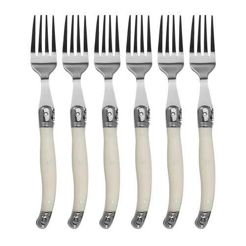 

Stainless Steel Knife Fork Spoon Set Plastic Handle Western Tableware, Specification: 6 Forks