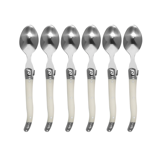 

Stainless Steel Knife Fork Spoon Set Plastic Handle Western Tableware, Specification: 6 Tea Spoons